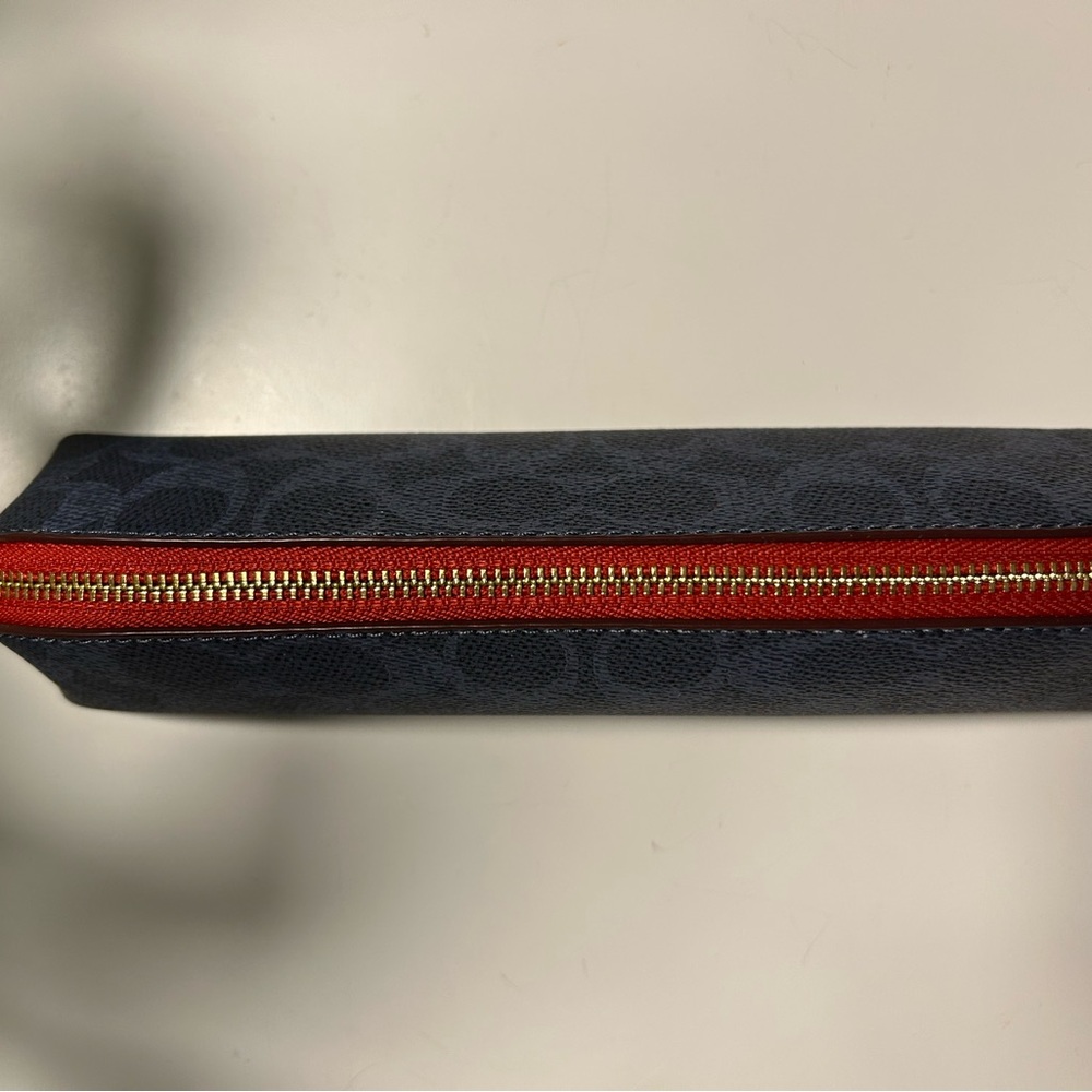 Stylish Coach Blue and Red Leather Pencil Case